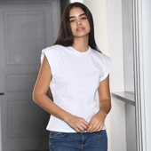 Türen Kadın Vatka Görünümlü T-shirt 3401/Beyaz - 2