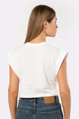 Türen Kadın Vatka Görünümlü Crop T-shirt 3402/Beyaz - 3