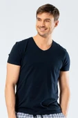 Cacharel Erkek V Yaka Likralı T-shirt 1332/Lacivert - 1