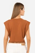 Türen Kadın Vatka Görünümlü Crop T-shirt 3402/Tarçın - 3
