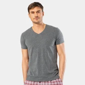 Cacharel Erkek V Yaka Likralı T-shirt 1332/Antrasit - 2