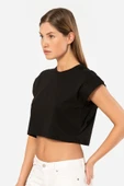 Türen Kadın Vatka Görünümlü Crop T-shirt 3402/Siyah - 2