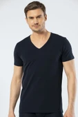 Cacharel Erkek Derin V Yaka Likralı T-shirt 1306/Lacivert - 1