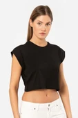 Türen Kadın Vatka Görünümlü Crop T-shirt 3402/Siyah - 1
