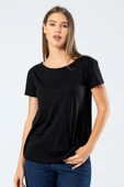 Wtshirt Kadın Siyah T-shirt Cannes/Siyah - 6