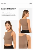 Türen Kadın Fitilli Crop T-shirt 3404/Kahverengi - 3