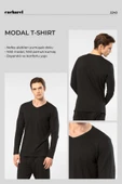 Cacharel Erkek Modal Pamuk V Yaka T-shirt 2243/Siyah - 2
