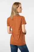 Wtshirt Milano Kısa Kol Derin V Yaka Kadın T-shirt Tarçın - 6