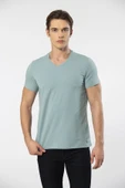 Cacharel Erkek V Yaka Likralı T-shirt 1332/YEŞİL1 - 1