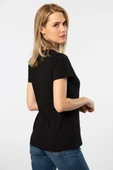 Wtshirt Siyah Venice Kısa kollu V Yaka Kadın T-Shirt - 3