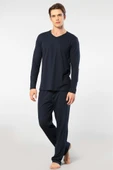 Cacharel Erkek Uzun Kollu Modal Pijama Takım 2237/Lacivert - 5