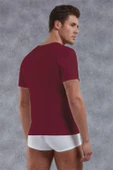 Doreanse Erkek Modal Derin V Yaka Kısa Kol T Shirt 2820 Bordo - 2