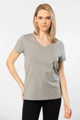 Wtshirt Venice Gri Kısa kollu V Yaka Kadın T-Shirt - 2