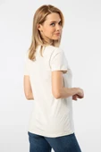 Wtshirt Milano Kısa Kol Derin V Yaka Kadın T-shirt Krem - 3