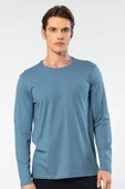Cacharel Erkek Modal Pamuk Bisiklet Yaka T-shirt 2242/İndigo - 1