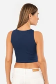 Türen Kadın Fitilli Crop T-shirt 3404/Lacivert - 4