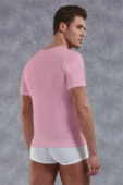 Doreanse Erkek Modal Derin V Yaka Kısa Kol T Shirt 2820 pembe - 2