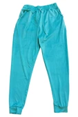 Parlak Kadife Cepli Pantolon Eşofman Pijama Altı Büyük Beden Unisex Lastikli Paça Yeşil - 1