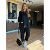 Lucky Life Kadın Iki Iplik Viskon Pamuk Kumaş Arma Detaylı Ikili Takım - 7