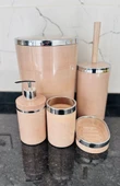 BANYO SETİ 5 Lİ MERMER DESEN BEJ - 1