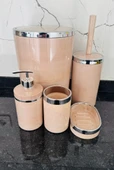BANYO SETİ 5 Lİ MERMER DESEN BEJ - 4