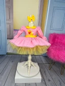 winnie the pooh çocuk elbisesi, winnie the pooh kostümü, pooh ayı tül elbise, pembe doğum günü elbisesi thumbnail 1