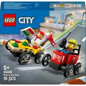 Lego City Pizza Arabası İtfaiye Kamyonuna Karşı Yarış Arabası Paketi 60458 - 5 Yaş ve Üzeri Çocuklar için Yaratıcı Oyuncak Yapım Seti thumbnail 3