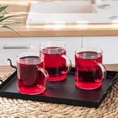 Porsima 6080 Borosilikat Isıya Dayanıklı Cam Kulplu Çay Bardağı Kahve Ve Çay Kupası 6'lı 200ml - 3