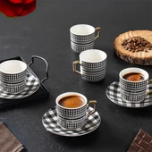 Porsima YKY098-6  6 Kişilik 12 Parça Porselen Türk Kahvesi Fincan Takımı Lüx Kahve Fincan Takımı 100ml thumbnail 1