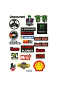 PROMOT KARIŞIK TASARIMLI SPONSOR EKİPMAN KASK MOTORSİKLET STİCKER SETİ 02 - 1