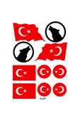 PROMOT TÜRK BAYRAĞI KURT ÇOKLU EKİPMAN KASK MOTORSİKLET STİCKER SETİ 01 - 1