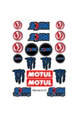 PROMOT SYM MOTUL TASARIMLI EKİPMAN KASK MOTOSİKLET STİCKER SETİ 01 - 1