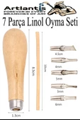 Linol Oyma Seti 7 Parça 1 Paket Linol Oyma Kesme Bıçak Seti 5 Bıçaklı Linolyum Baskı Ahşap Saplı - 1