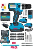 STAXX POWER  2100WH Li-İon 10Ah Çelik Mandren x2 Akülü Darbeli Şarjlı Matkap Seti - 140 Parça Full Çantalı Set - 1