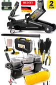 STAXX POWER  Alman 2Ton Timsah Tekerlekli Kriko + 150Psı Çift Piston Çakmaklı Hava Lastik Kompresör Seti - 1