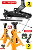 STAXX POWER  2Ton/2000Kg Kapasite Tekerlekli Arabalı Kriko + 2Ton x2Adet Sehpa Tip Kriko + Bijon Full Garaj Seti thumbnail 2