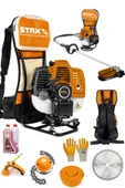 STAXX POWER  Turbo Çelik Krank 7.9hp 63cc Benzinli Sırt Tipi Tırpan Çayır Ot Biçme Makinesi +canavar Başlık +yağ - 1
