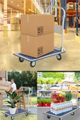 stilmax  300 Kg Kapasiteli Katlanır Tabla Koli Yük Paket Taşıma El Arabası Kaydırmaz Taban Depo El Arabası - 5