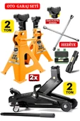 STAXX POWER  2Ton/2000Kg Kapasite Tekerlekli Arabalı Kriko + 2Ton x2Adet Sehpa Tip Kriko + Bijon Full Garaj Seti thumbnail 1