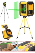 STAXX POWER  Mini Boy Portatif 2 Köşe Pilli Dikey Ve Yatay Yeşil Işık Lazer Çizgi Hizalama Makinesi + Tripod - 1
