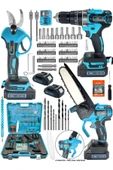 STAXX POWER  84 Parçalı Mega Set Çift Akülü Şarjlı Dal Ağaç Kesme Testere + Bağ Budama Makası + Akülü Vidalama - 2