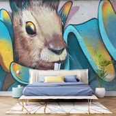 Grafitti Tavşan Temalı Duvar Kağıdı - 2