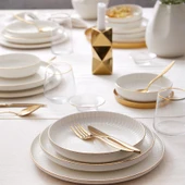 KÜTAHYA PORSELEN BONE CREST 24 PARÇA YEMEK TAKIMI ALTIN - 1