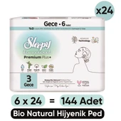 Sleepy Bio Natural Premium Plus Hijyenik Ped Gece 6x24 Ped (144 Adet) - 1
