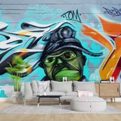 Grafitti Uzaylı Temalı Duvar Kağıdı thumbnail 1