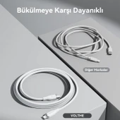 VOLTME C2098 Powerlink Moss 60W Type-C to Lightning Şarj Kablosu 1.2M 3A- Beyaz - 6