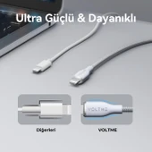 VOLTME C2082 Powerlink Rugg 60W Type-C to Lightning  Şarj Kablosu 1.2M 3A-Gri - 4