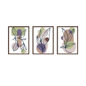 Bohem Tarz ev ve ofis dekoru,hediyelik Çerçeveli 3'lu Dekoratif Tablo 78 - 3