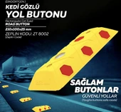 10 Adet Dikdörtgen Mercekli Yol Butonu Sarı Renk - 3