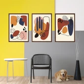 Bohem Tarz ev ve ofis dekoru,hediyelik Çerçeveli 3'lu Dekoratif Tablo 47 - 5